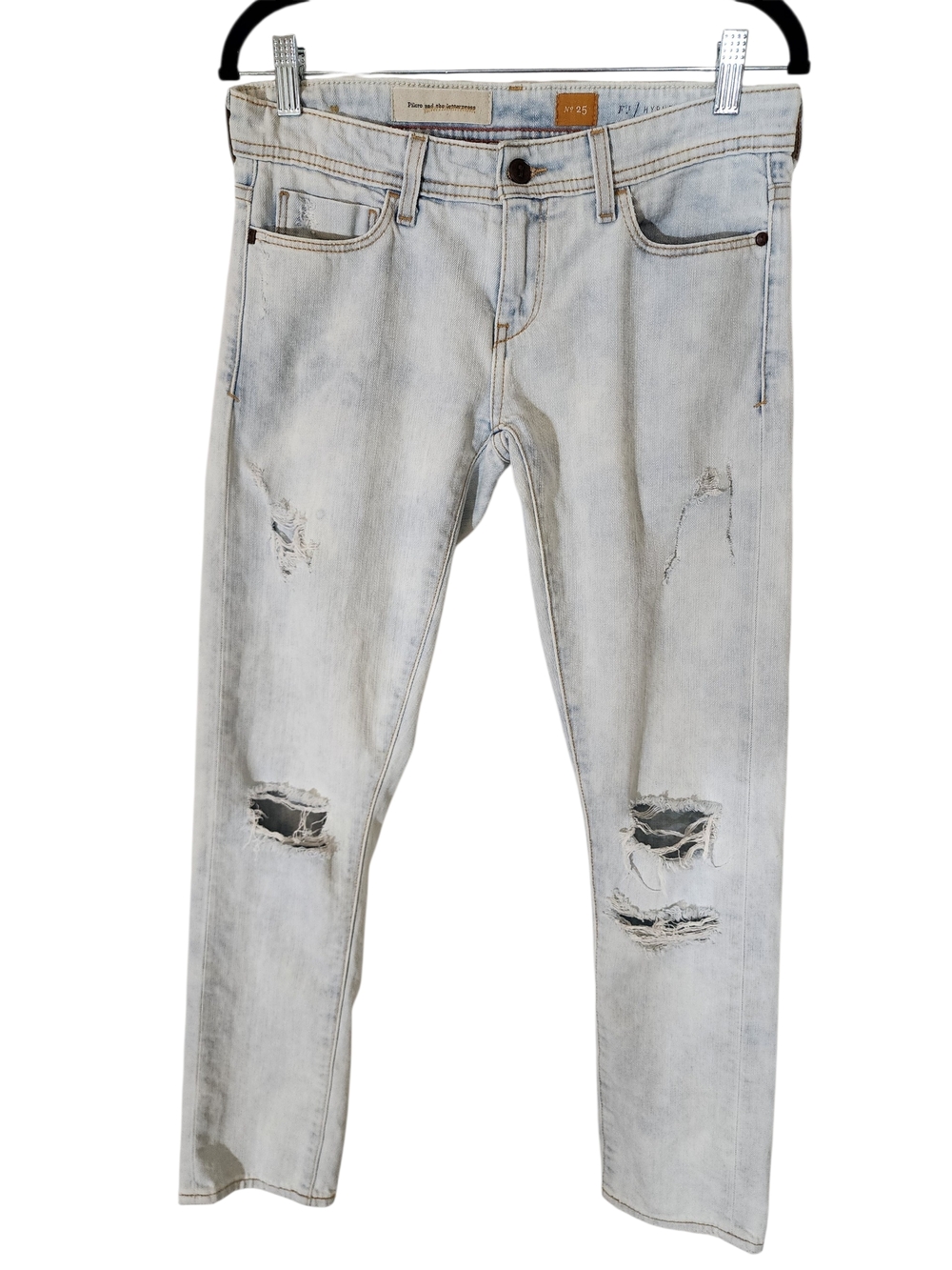 Anthropologie Pilcro Hyphen Distressed Jeans Light Wash Straight Size 25